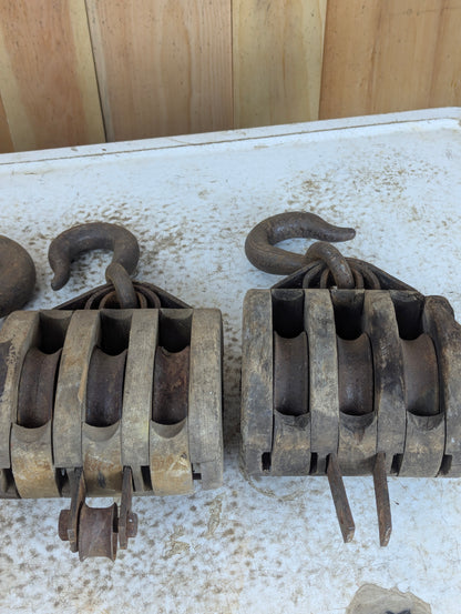 Vintage Triple Pulleys