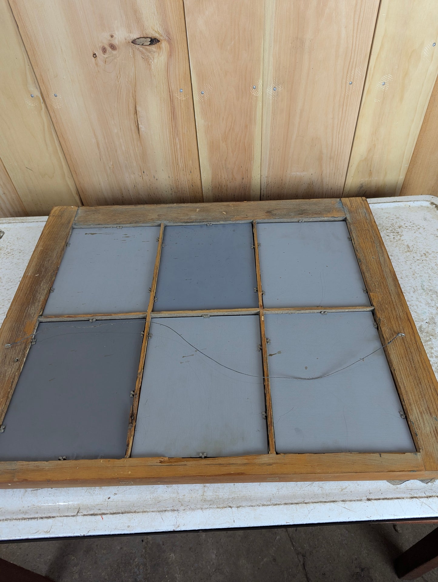 Wooden Framed 6 Paned Mirror