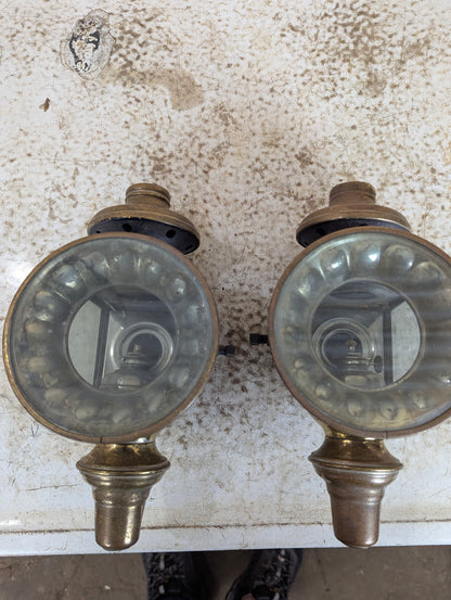Matching Pair of Antique Brass Coach Lanterns