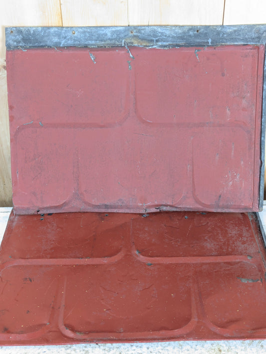 Antique Tin Roof Tiles Stamped with Maple Leaves