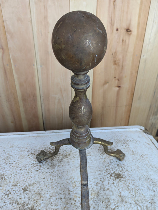 Vintage/Antique Cast Iron /Brass Single Andirons