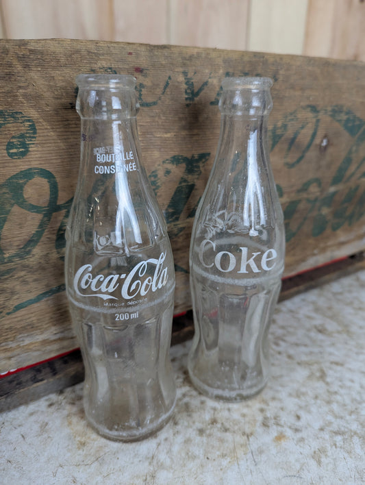 Wooden Coke Crate with 24 Empty Coca Cola Bottles in Cases