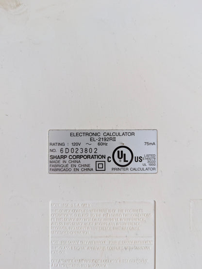 Sharp EL-2192R Electric Calculator