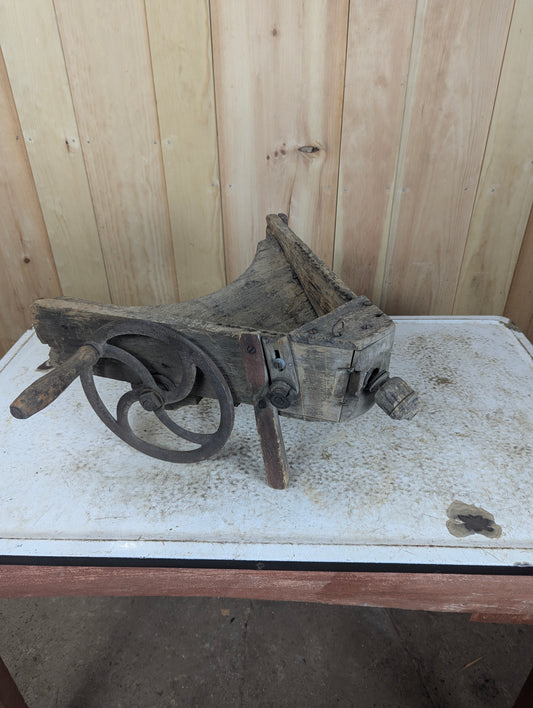 Antique Handmade Rustic Primitive Wooden Planter Seeder