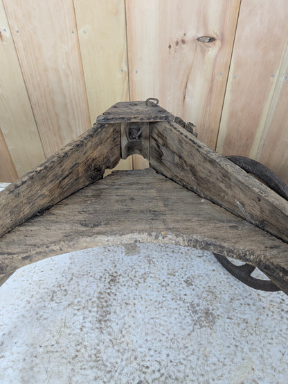 Antique Handmade Rustic Primitive Wooden Planter Seeder