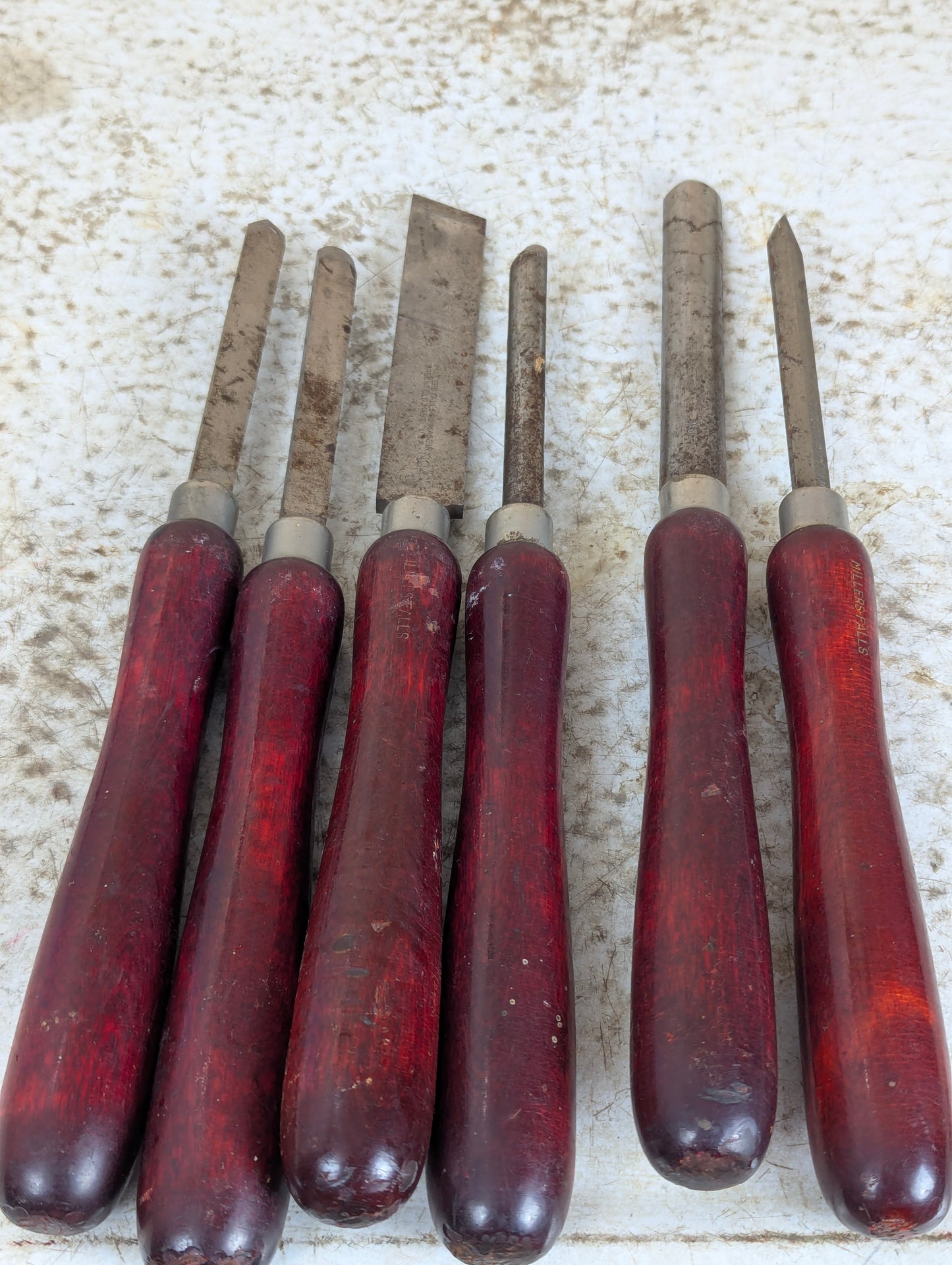 Vintage Set of 6 Millers Falls Wood Turning Tools Chisels