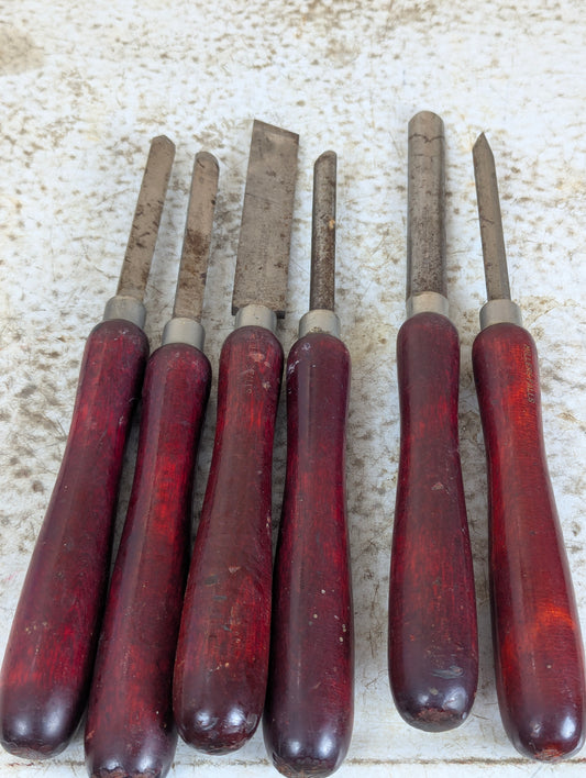 Vintage Set of 6 Millers Falls Wood Turning Tools Chisels
