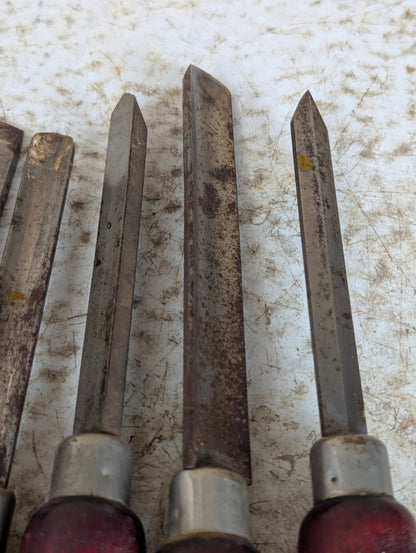 Vintage Set of 6 Millers Falls Wood Turning Tools Chisels