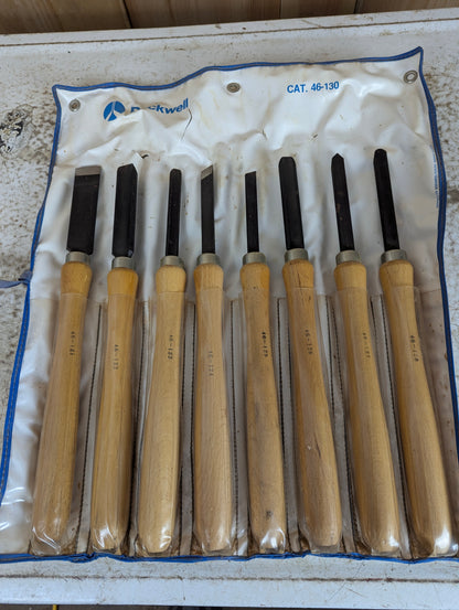 Set of 8 Rockwell Wood Turning Hand Tools Chisels