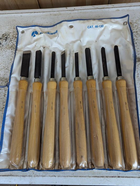 Set of 8 Rockwell Wood Turning Hand Tools Chisels