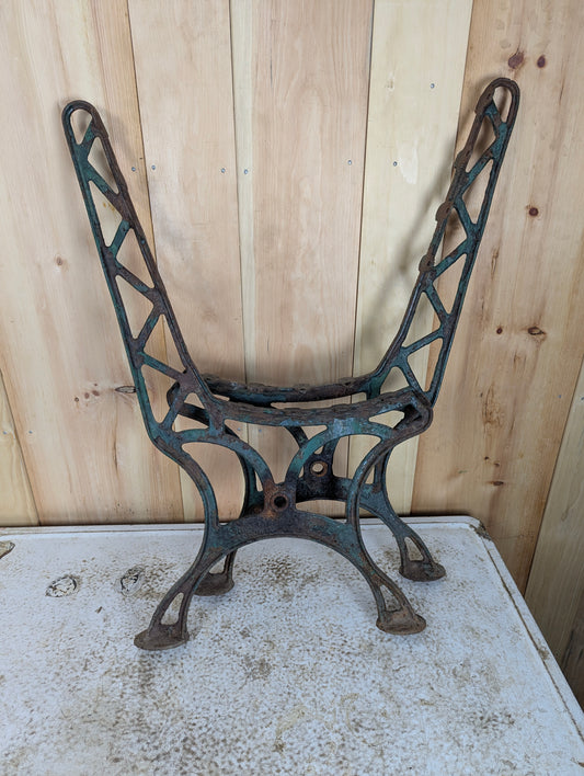 Pair of Cast Iron Industrial Mahaffy Ironworks Toronto Park Bench Ends