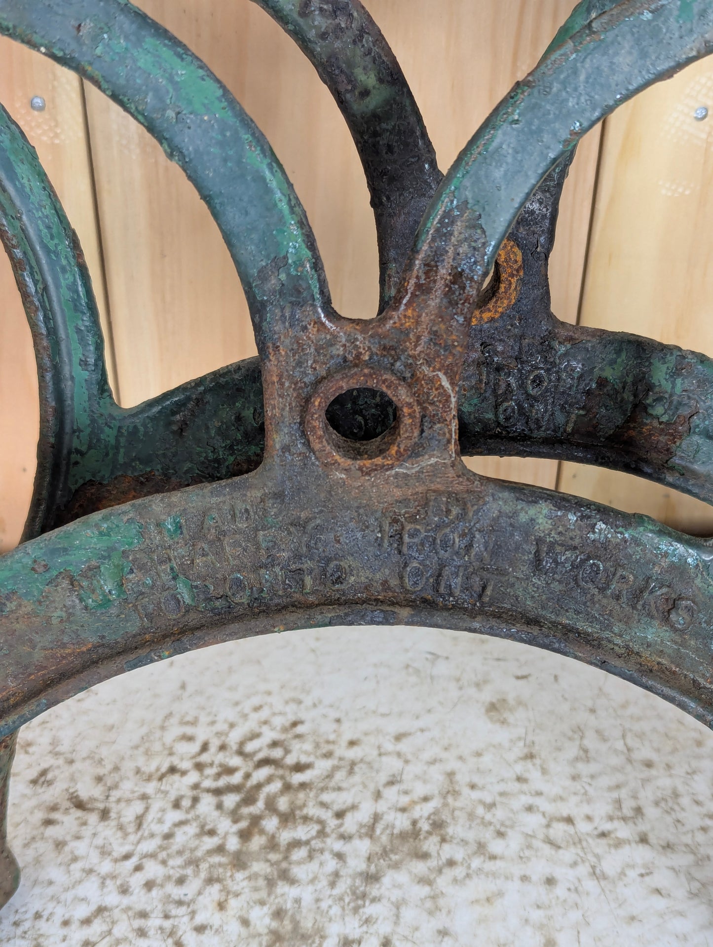 Pair of Cast Iron Industrial Mahaffy Ironworks Toronto Park Bench Ends