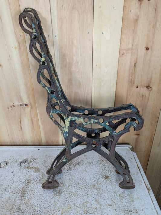 Pair of Vintage Industrial Piper Cast Iron Park Bench Ends