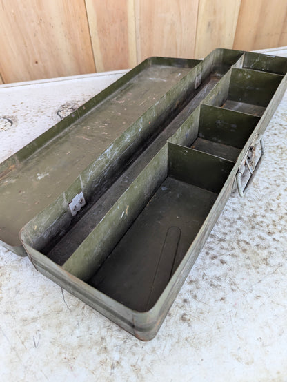 Vintage Climax Metal Fishing Tackle Box with Rod Storage