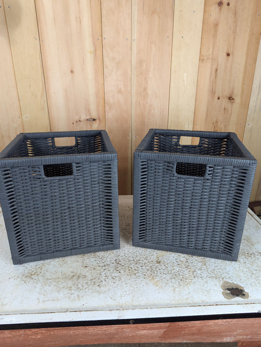 Grey IKEA Branas Rattan Storage Cubes