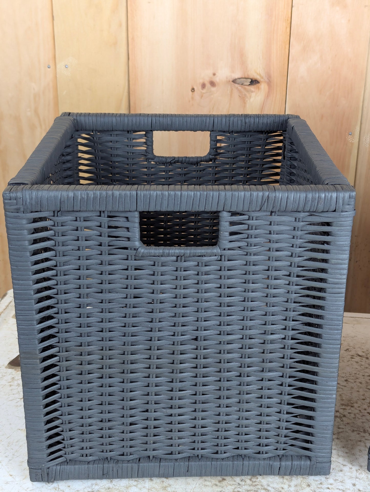 Grey IKEA Branas Rattan Storage Cubes