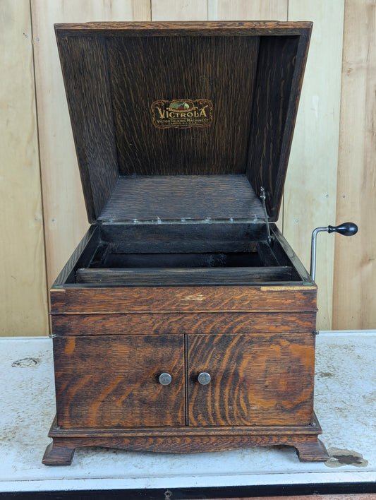 Antique 1916 Victrola Phonograph Case Liquor Cabinet Bar