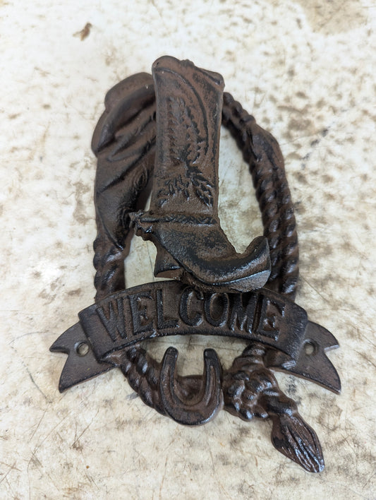 Cast Iron Western Style with Cowboy Boot Door Knocker