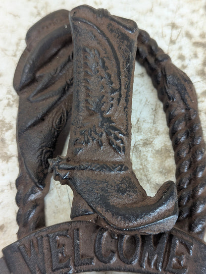 Cast Iron Western Style with Cowboy Boot Door Knocker
