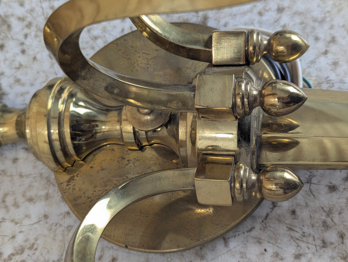 Antique Three-Arm Brass Wall Sconce