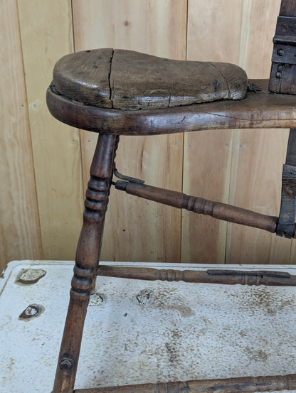 Antique Wooden Saddle Bench