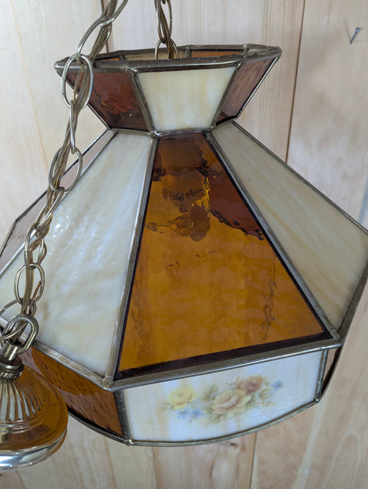 Vintage Slag Glass Hanging Light