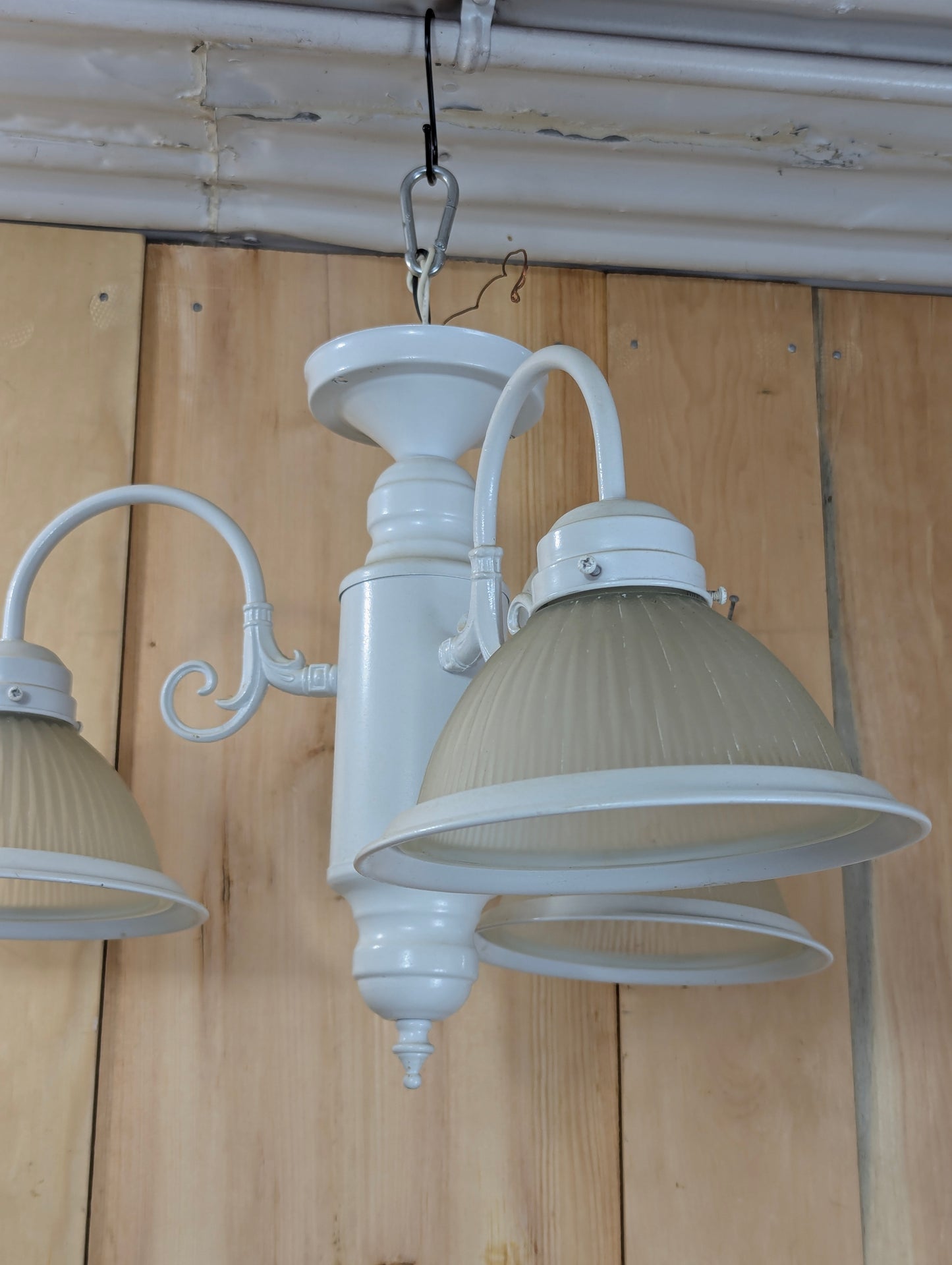 3-Light Hanging Light with Ribbed Glass Shades