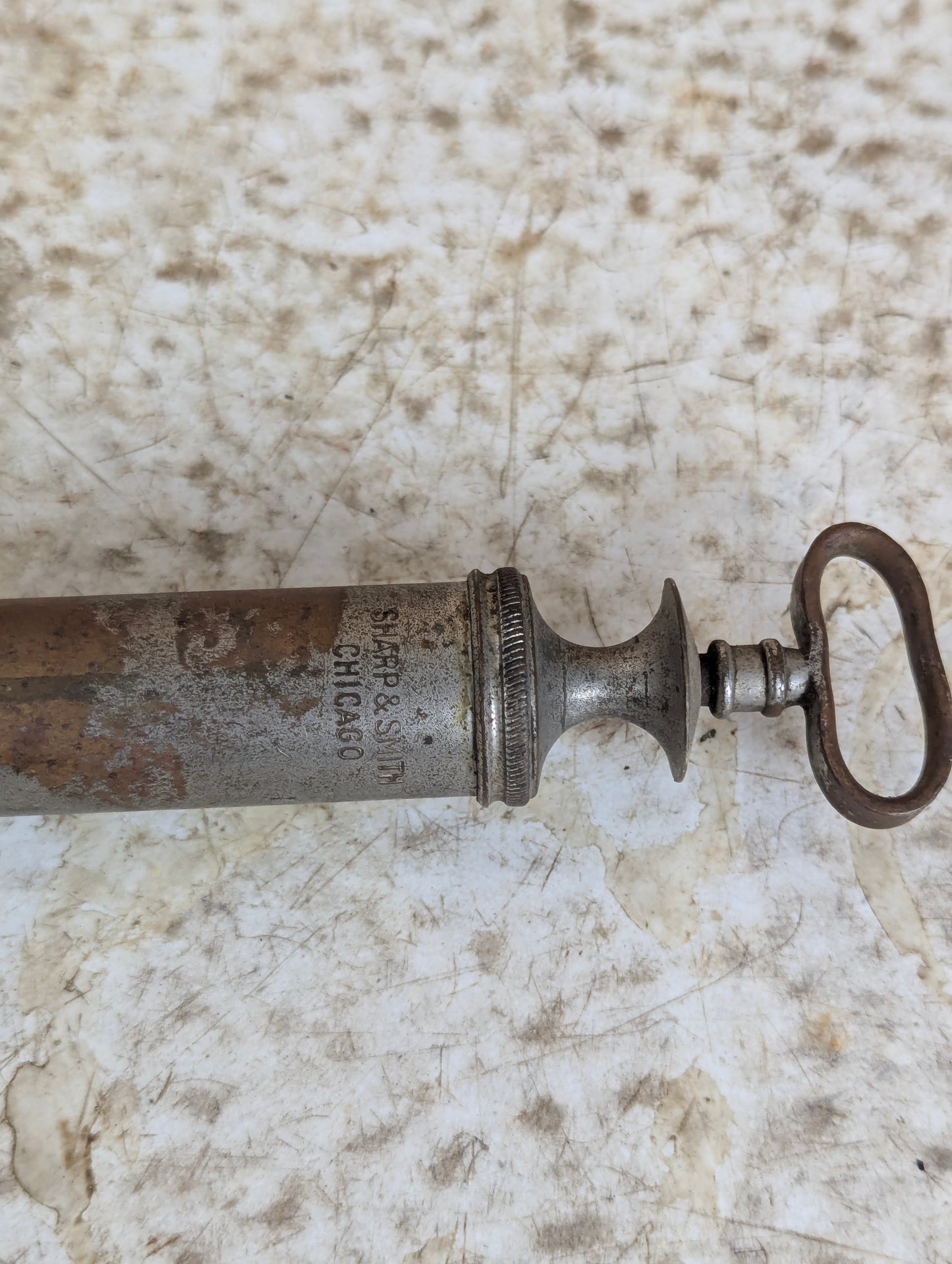 Antique Sharp & Smith Nickel Plated Brass Veterinary Dose Syringe