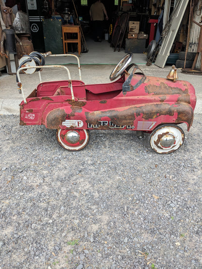 Antique Fire Dept. Pedal Car with Hose & Tailgate