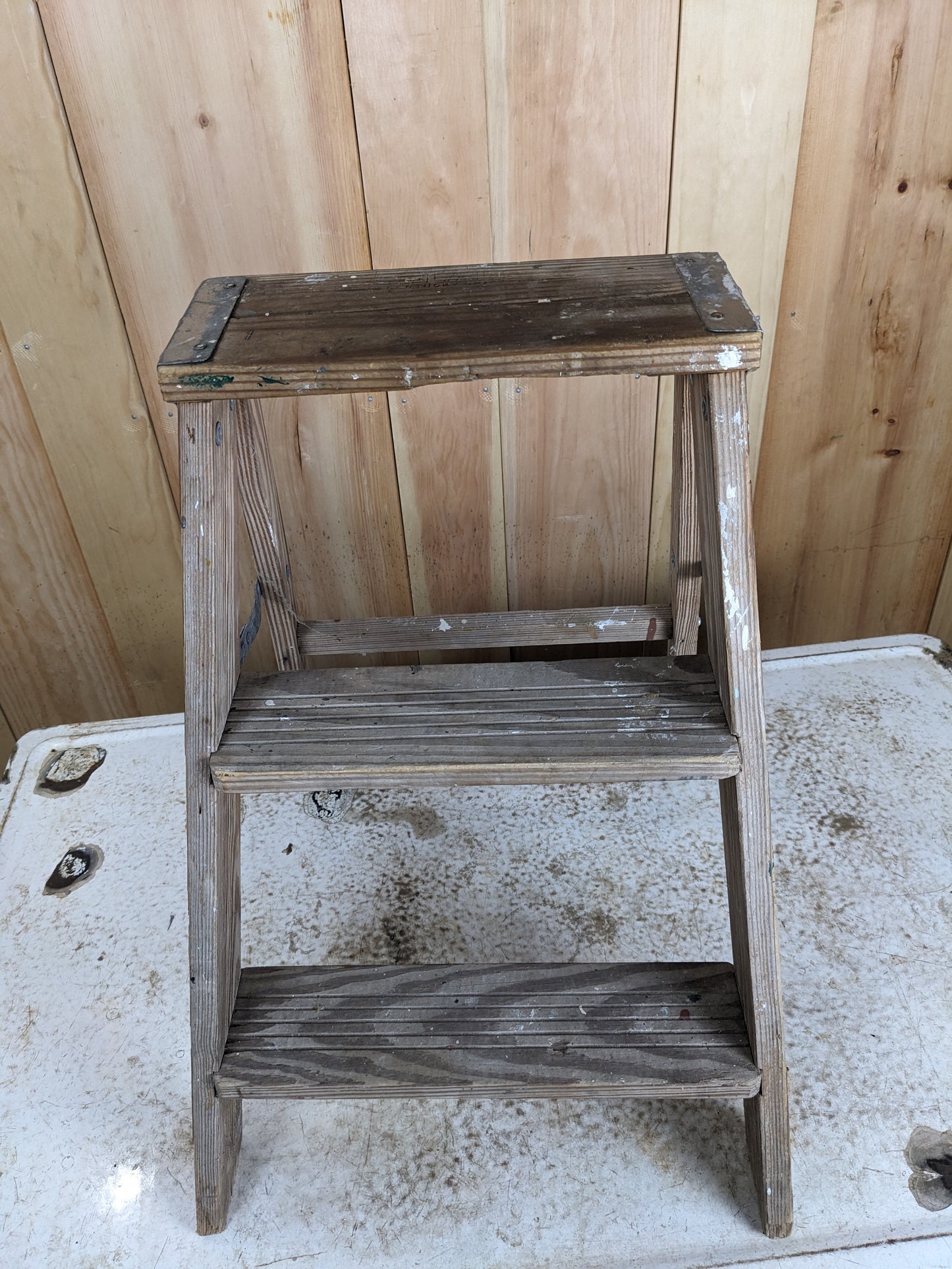 Vintage 3-Step Wooden Ladder
