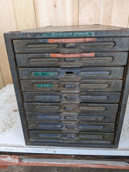 Vintage Industrial 1960’s Kardex 9-Drawer Filing Cabinet
