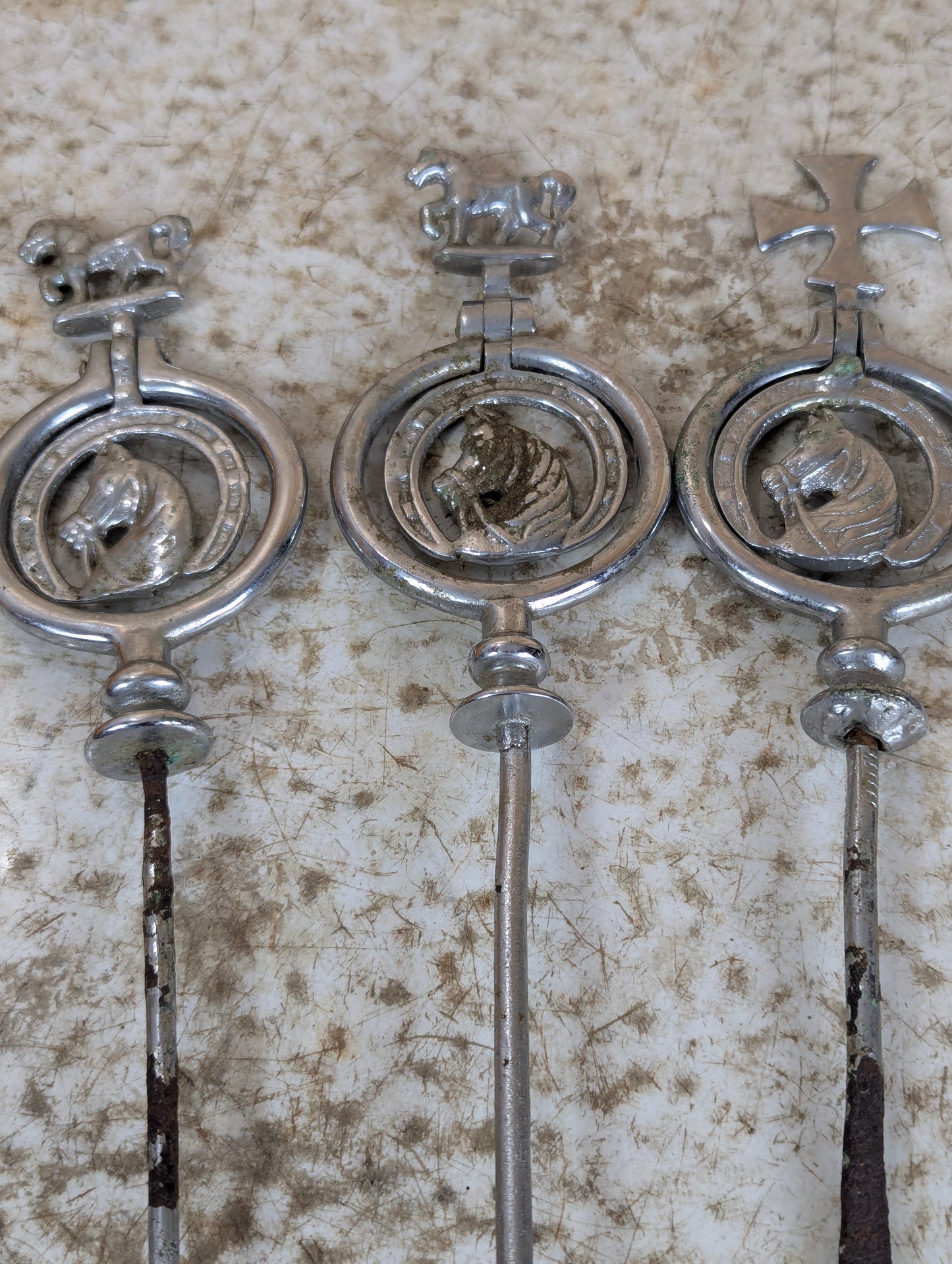 Lot of 6 Cast Horse Brass Nickel Swingers Fly Terrets