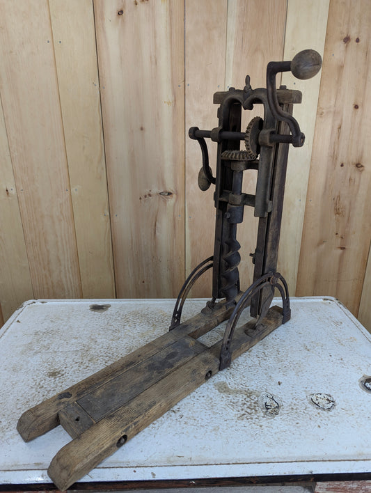 Antique Barn Beam Drill Press Boring Machine