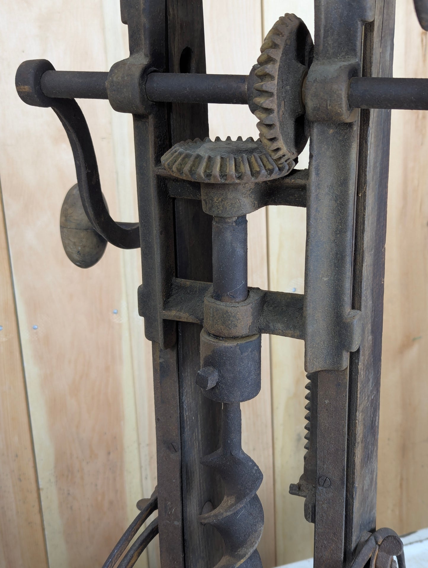 Antique Barn Beam Drill Press Boring Machine