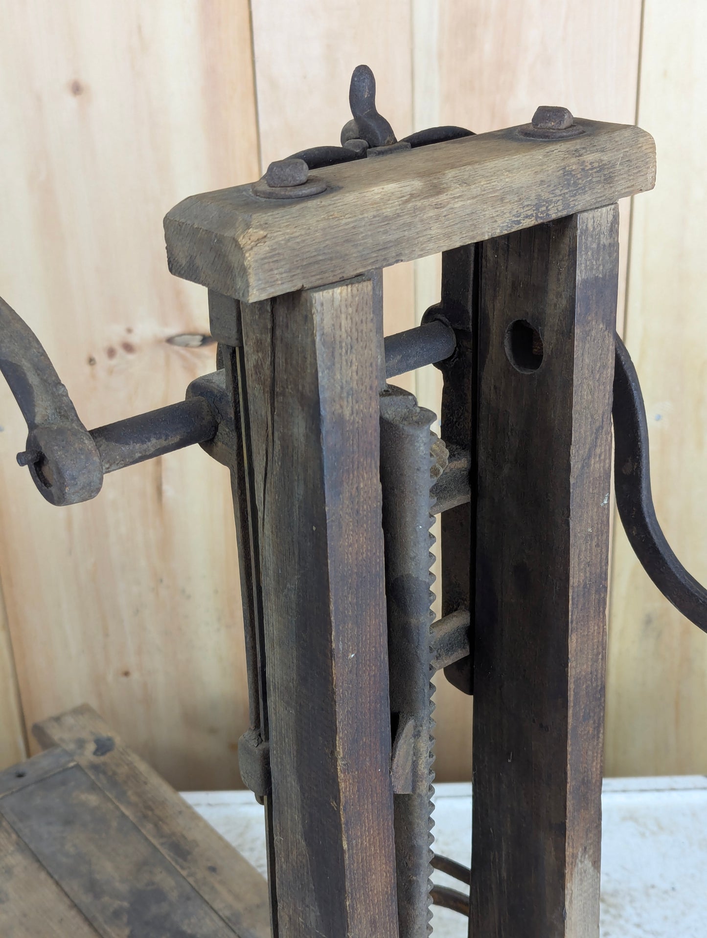 Antique Barn Beam Drill Press Boring Machine