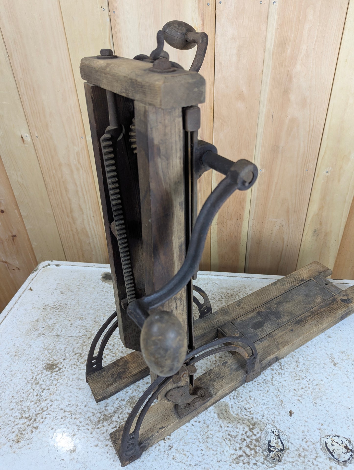 Antique Barn Beam Drill Press Boring Machine