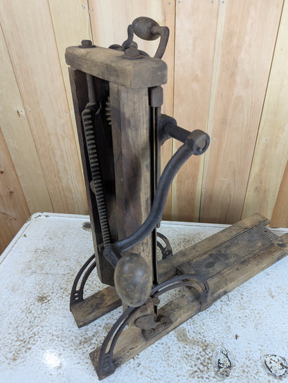 Antique Barn Beam Drill Press Boring Machine