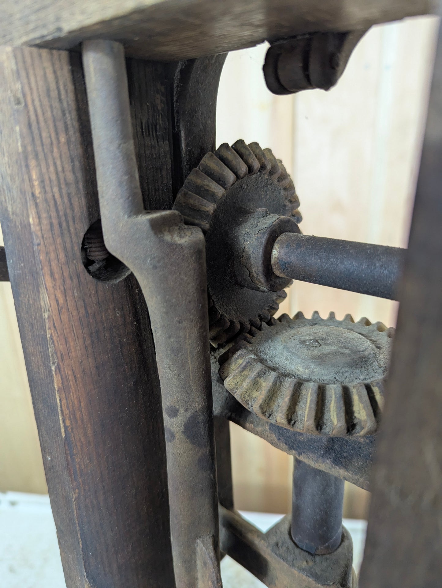 Antique Barn Beam Drill Press Boring Machine