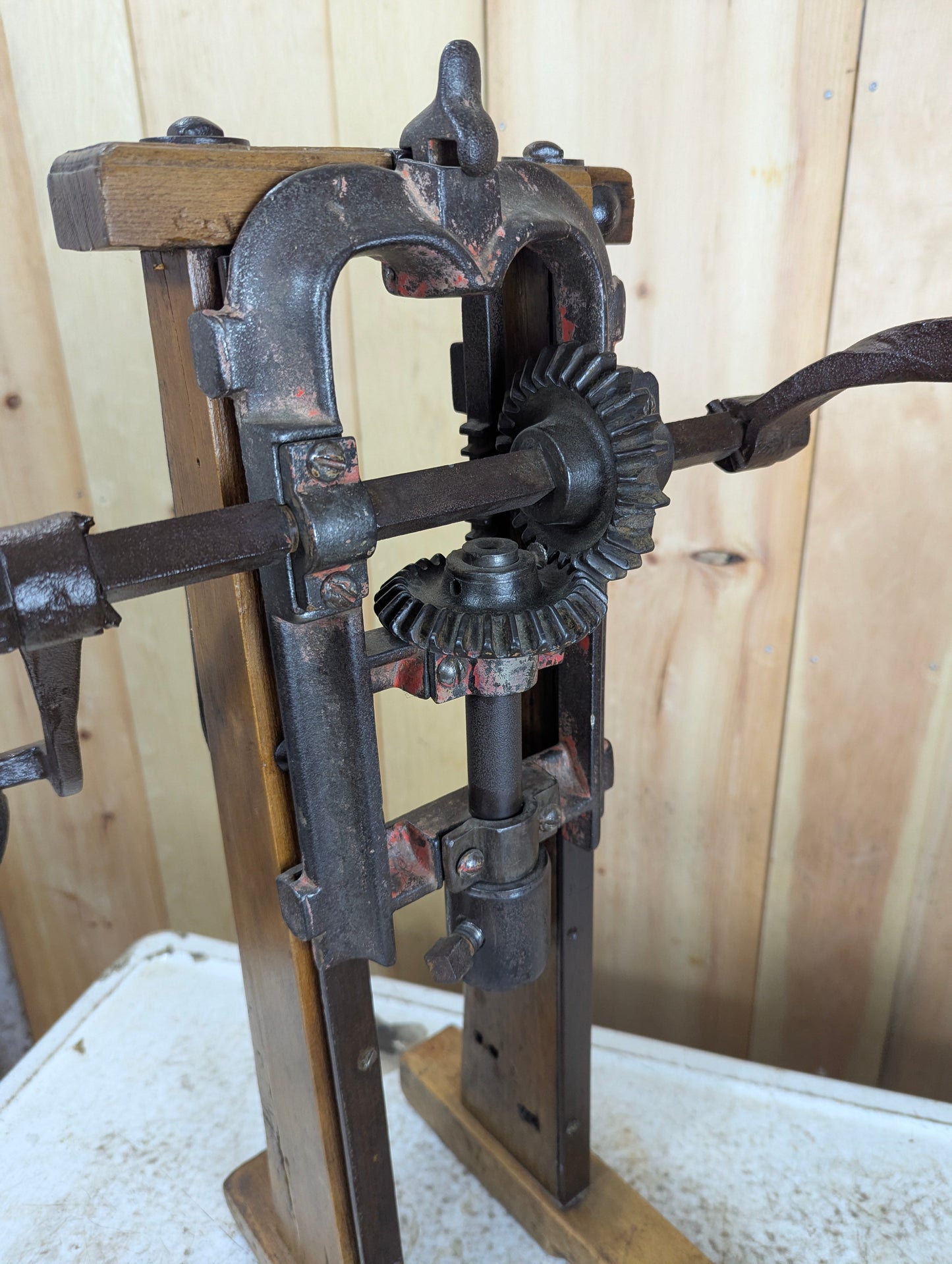 Antique Barn Beam Drill Press Boring Machine