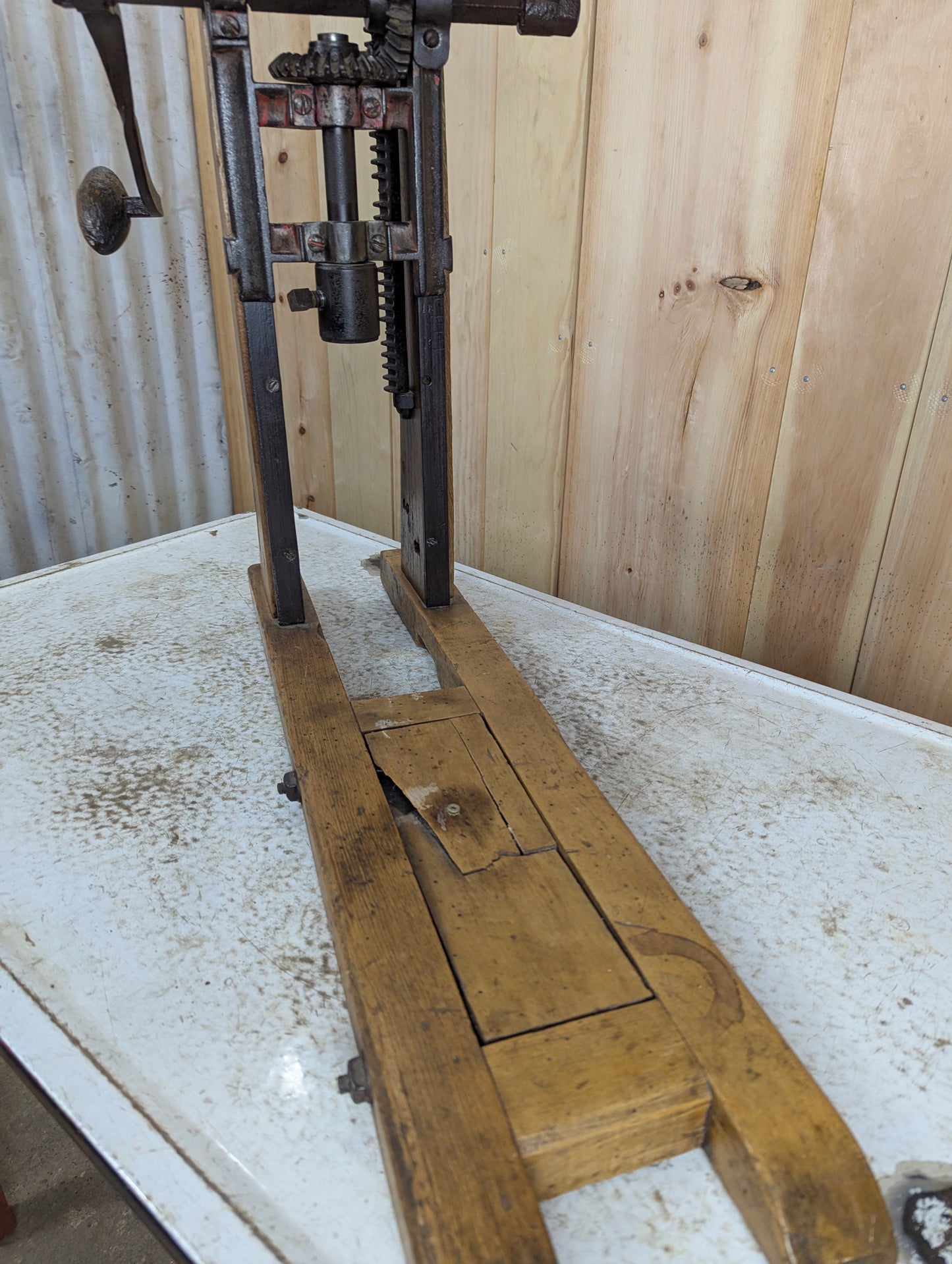 Antique Barn Beam Drill Press Boring Machine