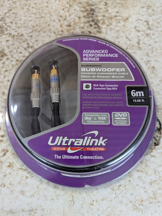 Ultralink Subsonix Subwoofer RCA Audio Cable  6M - New Old Stock