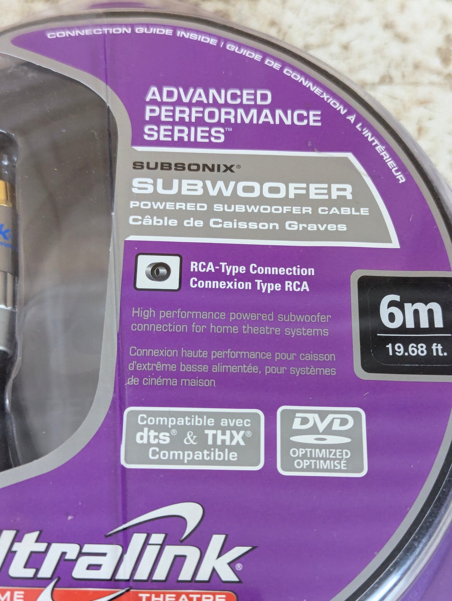 Ultralink Subsonix Subwoofer RCA Audio Cable  6M - New Old Stock