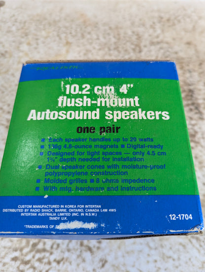 Pair of Vintage Realistic 4” Flush Mount Autosound Speakers - New Old Stock