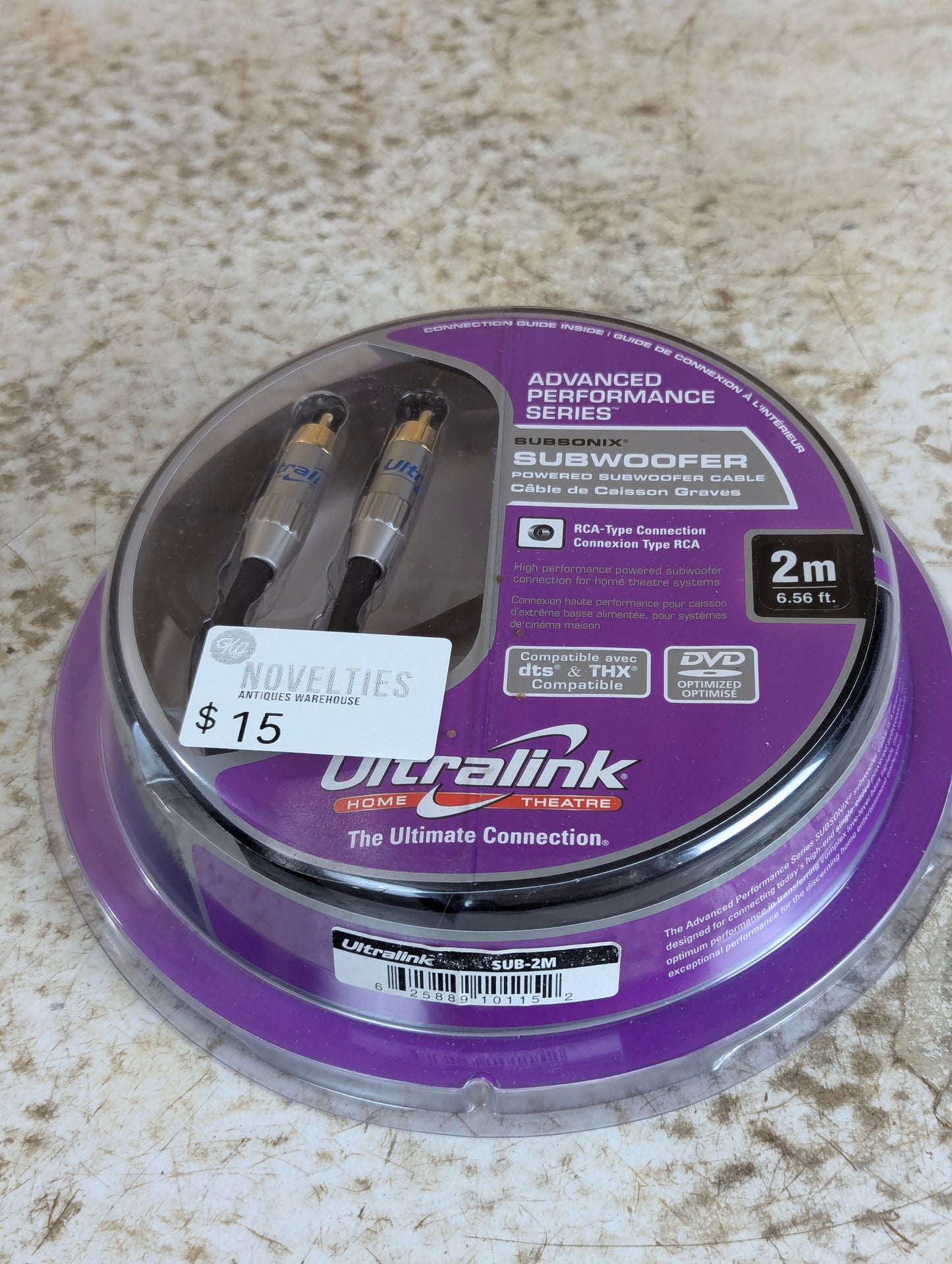 Ultralink Subsonix Subwoofer RCA Audio Cable  2M - New Old Stock