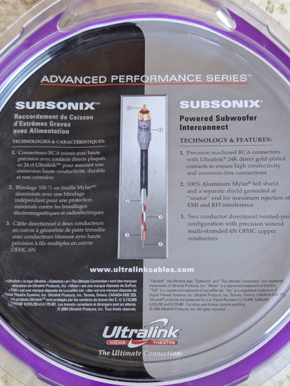 Ultralink Subsonix Subwoofer RCA Audio Cable  2M - New Old Stock