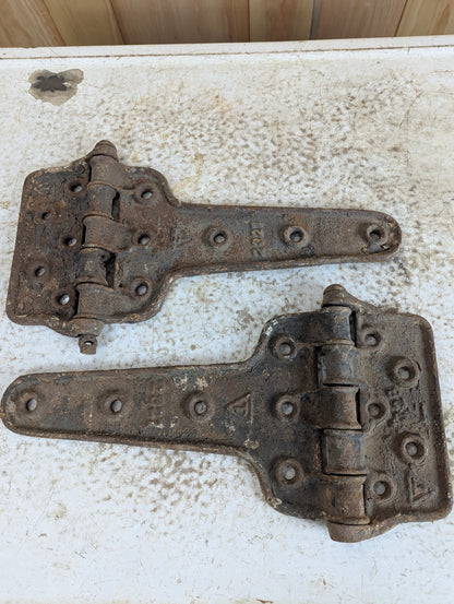 Pair of Vintage Cast Iron Railroad Boxcar Reefer Door Hinges