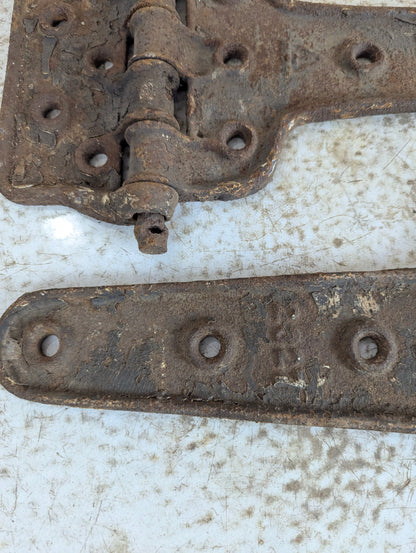 Pair of Vintage Cast Iron Railroad Boxcar Reefer Door Hinges