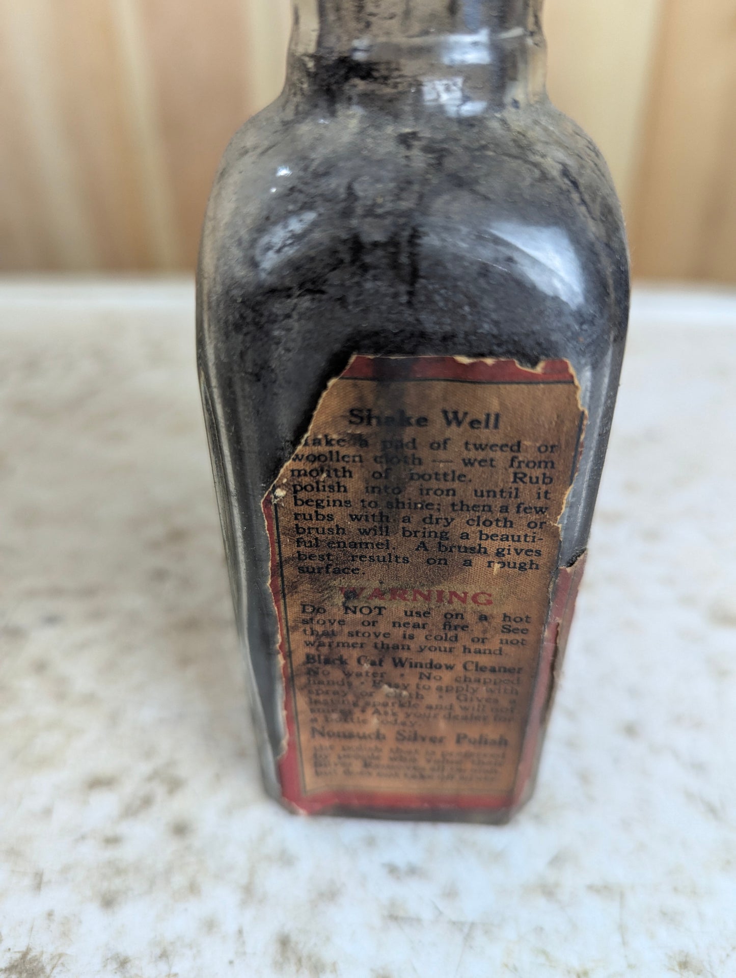 Antique Stove Polish Glass Bottle with Cork
