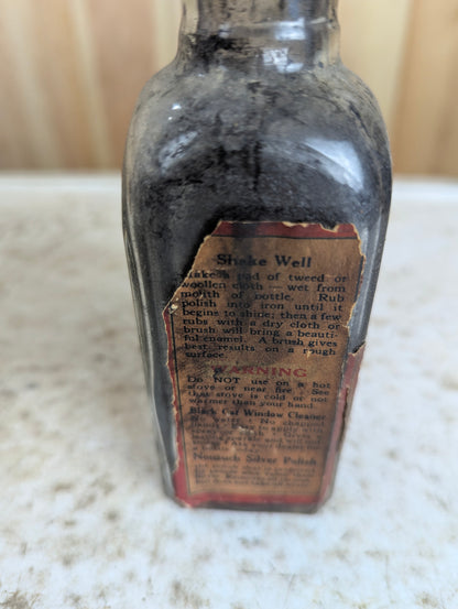 Antique Stove Polish Glass Bottle with Cork