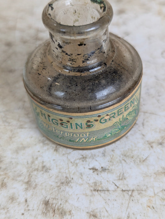 Antique Higgins Waterproof Ink Glass Bottles